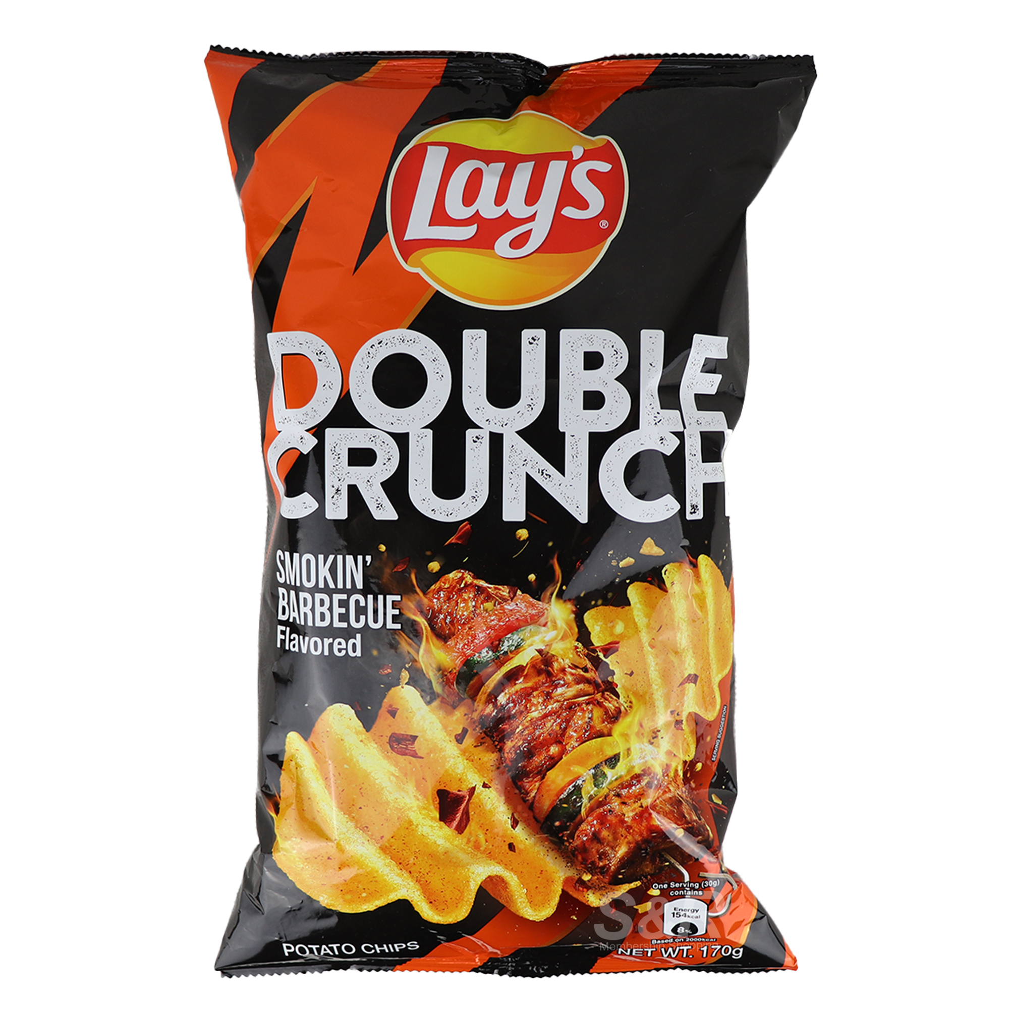 Lay's Double Crunch Smokin' Barbeque Flavored Potato Chips 170g Lay's Double Crunch Smokin' Barbeque Flavored Potato Chips 170g